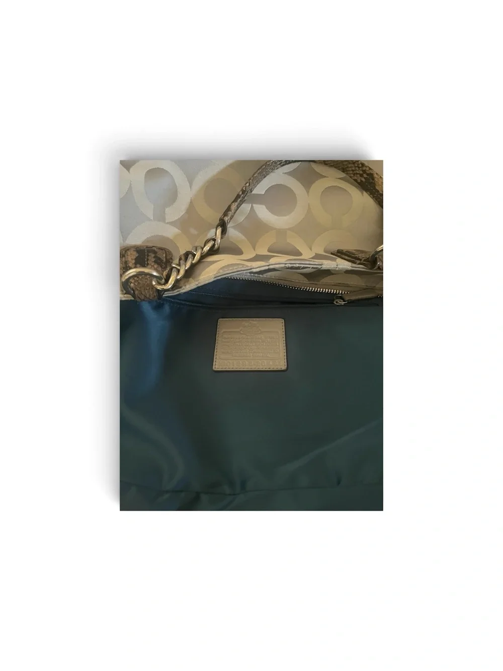 Coach Madison Op Art Signature Sateen Shoulder Tote Chain Handles EUC